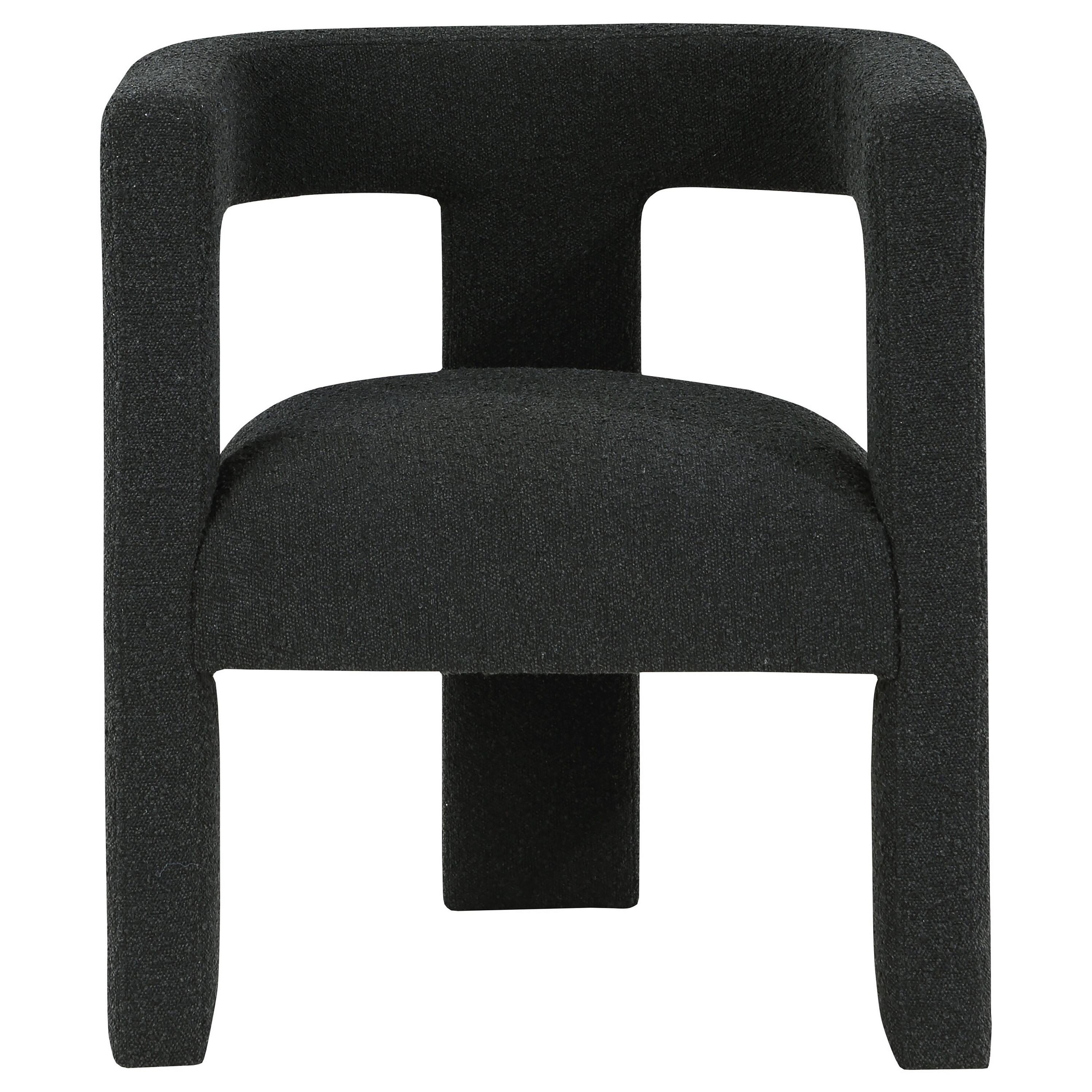 Alt View 1. Manhattan Lane - Hellen Accent Side Chair, Fully Upholstered in Black Boucle, Foam Cushion - Black.