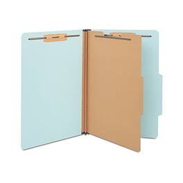 Staples - 60% Recycled Pressboard Classification Folder, 1-Divider, 1.75" Expansion, Legal Size, 20/Box - Light Blue