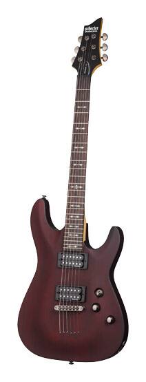 Front. Schecter - Omen-6 6-String Electric Guitar - Walnut Satin.