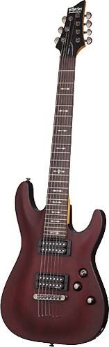 Angle Standard. Schecter - Omen-7 7-String Electric Guitar - Walnut Satin.