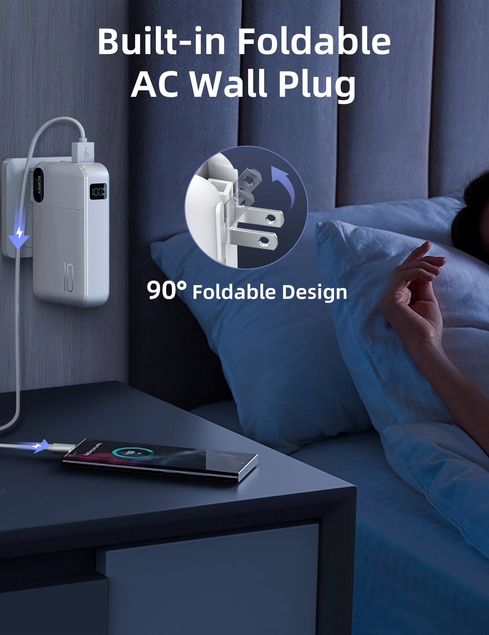Built-in Foldable AC Wall Plug

KORRY

90° Foldable Design