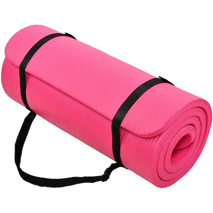 Front. BalanceFrom Fitness - BalanceFrom GoCloud 1" Extra Thick Exercise Yoga Mat with Carrying Strap, Pink - Pink.