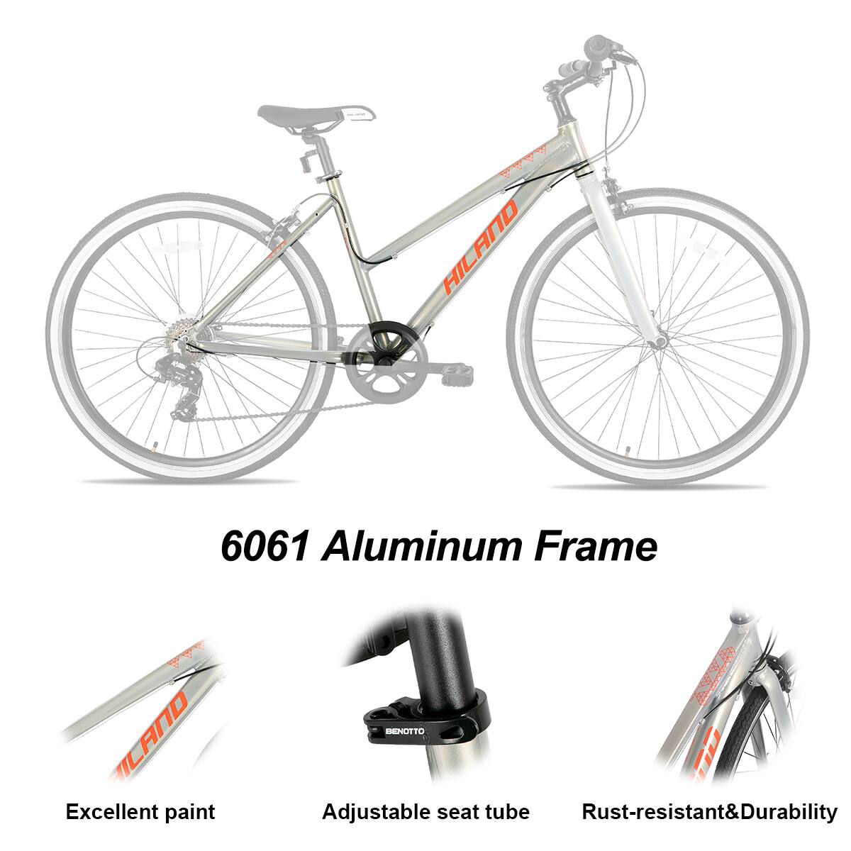 6061 Aluminum Frame

- Excellent paint
- Adjustable seat tube
- Rust-resistant & Durability