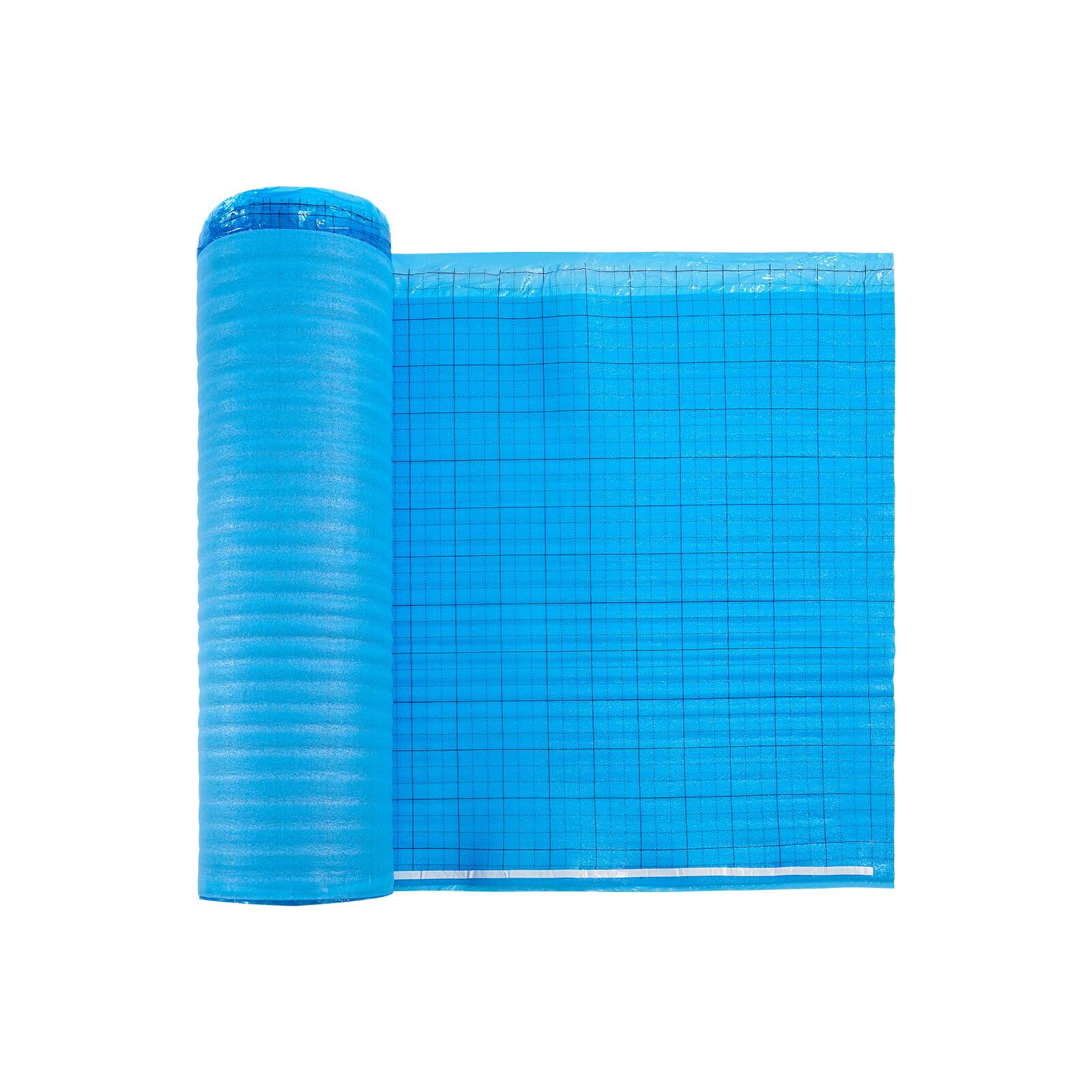 Alt View 5. VEVOR - Floor Underlayment 200 sq. ft/Roll, 3-in-1 3 mm Thick Flooring Padding with Tape & Vapor Barrier, Heavy Duty EPE Foam - Blue + PE Printed Cutting Grid.