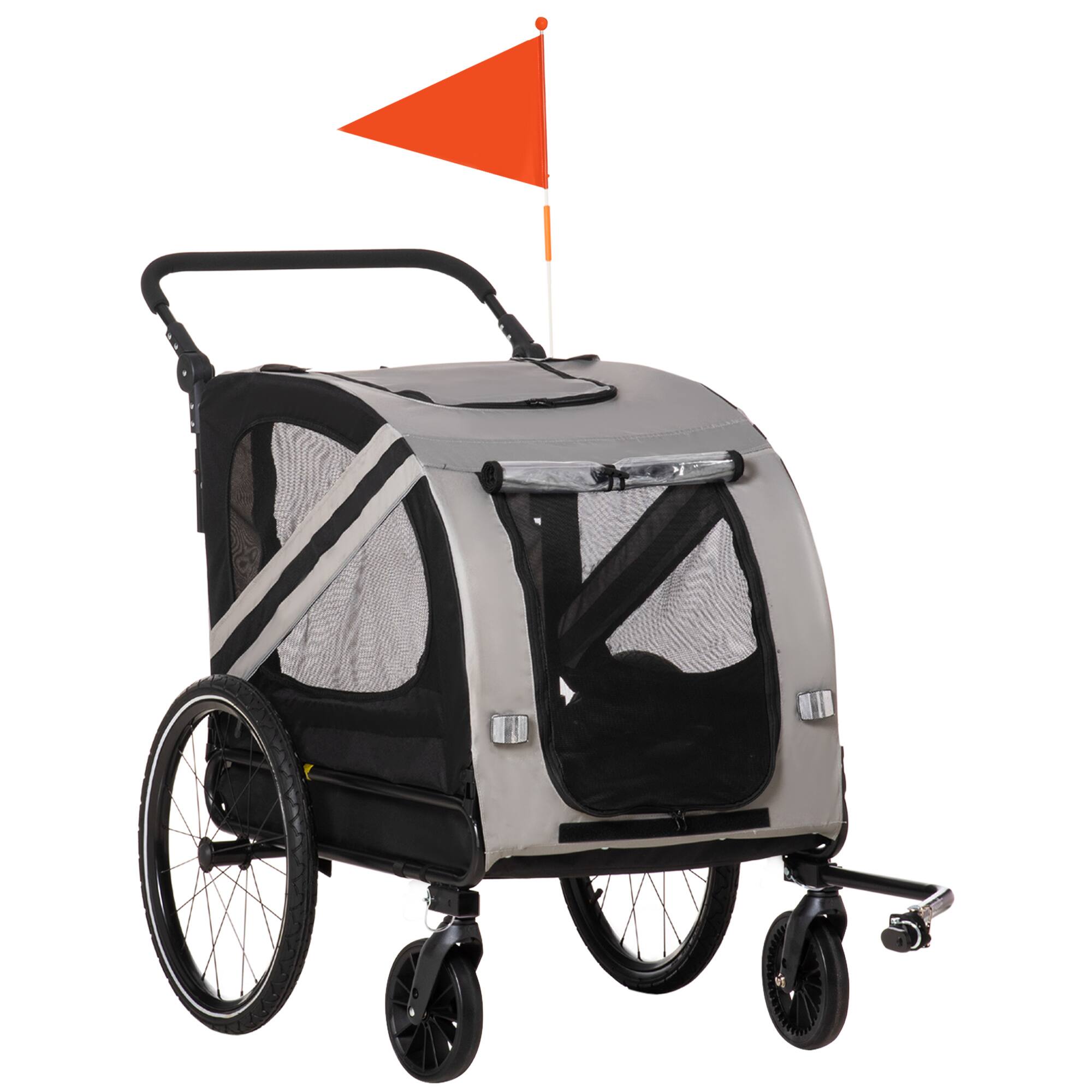 Aosom - 2-in-1 Pet Bike Trailer for Small Dogs, Road-Visibility Stroller Carrier, Weather-Strong Wagon