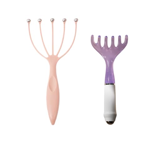 Front. DORLUKFU - Scalp Massager & Gua Sha Tool Set - Manual Head Massager, Massage Comb for Relaxation & Stress Relief (Pink & Purple).