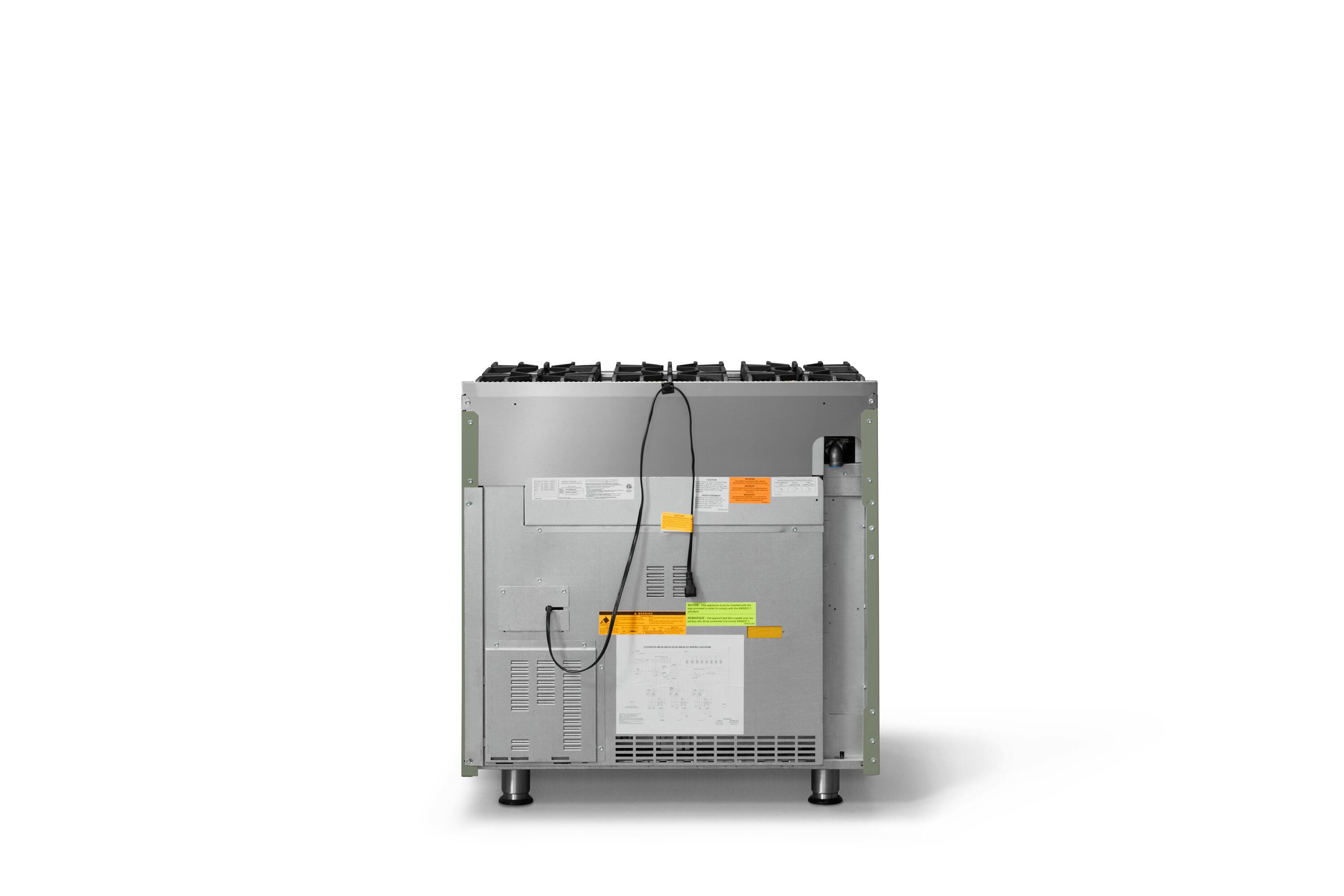 Back. Viking - 36"W./24"D. 5.1 Cu. Ft.  Gas Sealed Burner Range-6 Burners-Eucalyptus-LP - Eucalyptus.