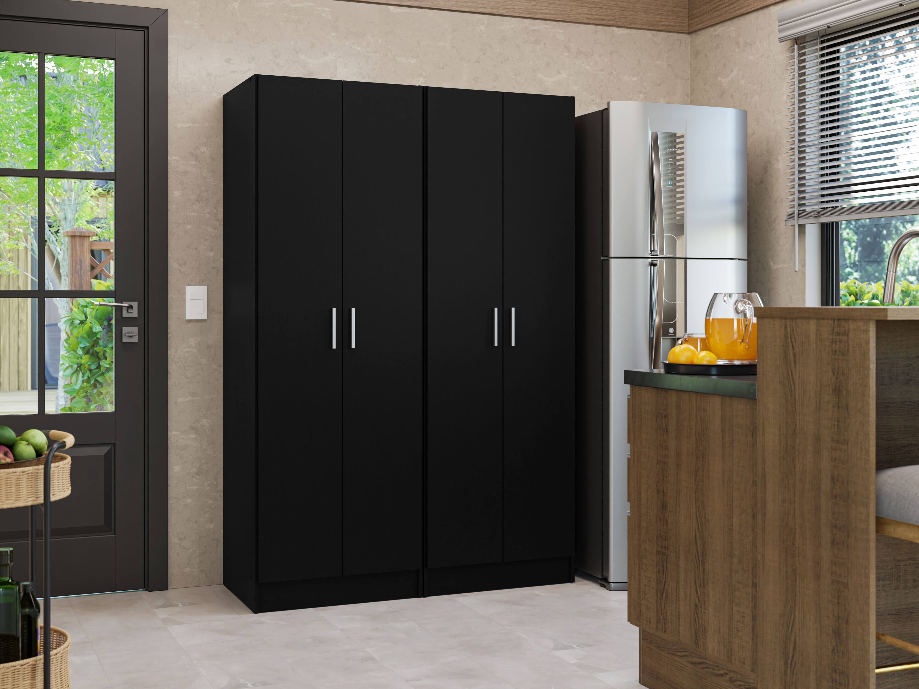 Alt View 5. Madesa - Madesa Kitchen Pantry Set Storage Cabinet 4 Doors 8 Utility Shelves 47"L Organization Unit for Kitchen - Black - Black.