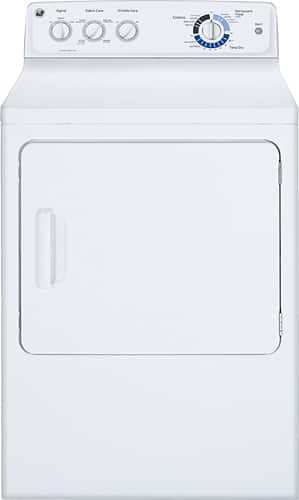Front. GE - 7.0 Cu. Ft. 9-Cycle Electric Dryer - White on White.