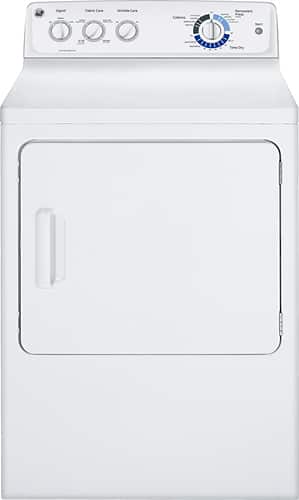 Front. GE - 7.0 Cu. Ft. 9-Cycle Gas Dryer - White on White.