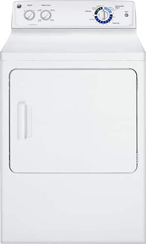 Front. GE - 6.8 Cu. Ft. 6-Cycle Electric Dryer - White on White.