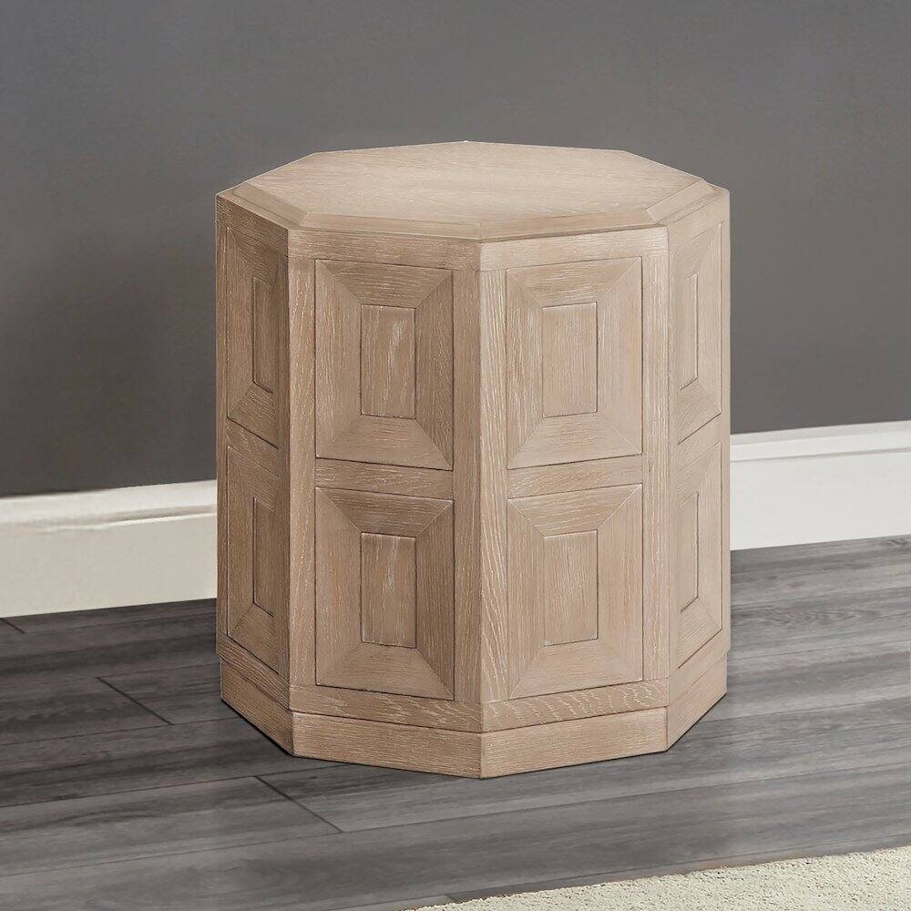 Alt View 1. Furniture of America - Ulan Modern Solid Wood Octagon End Table - Brown.