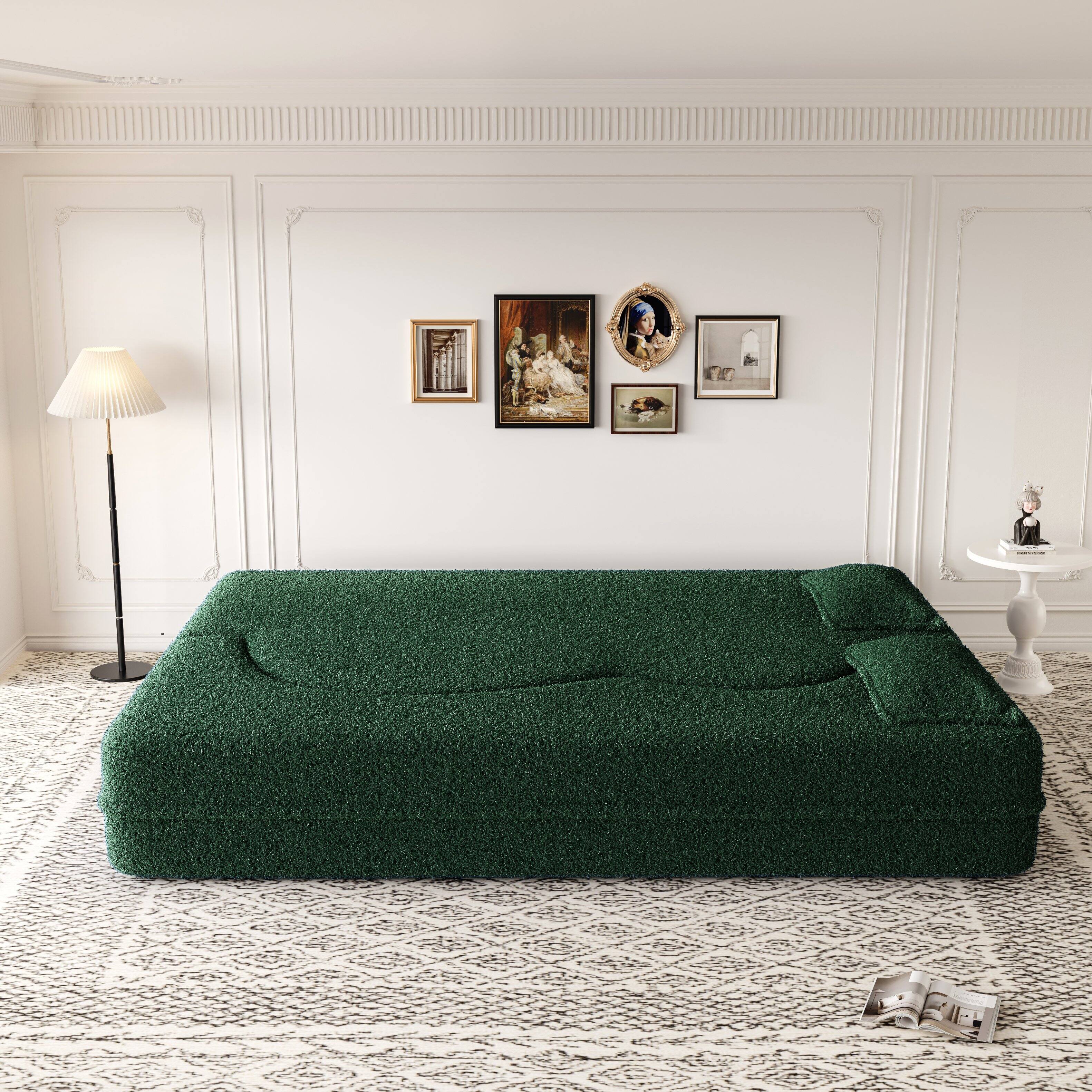 Alt View 1. Dyonery - Dyonery 78" Convertible Sofa Bed Full Size,Teddy Boneless Sofa with 2 Pillows,Sleeper Sofa Bed for Living Room,Green - Green.