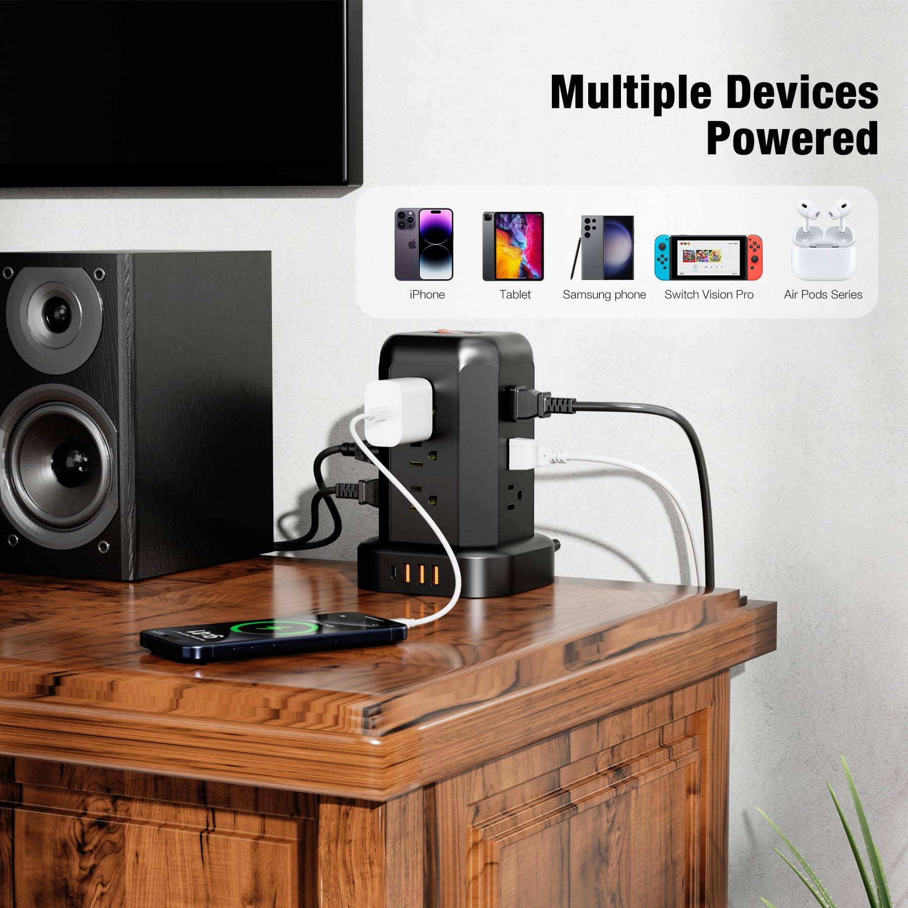 Multiple Devices Powered  
iPhone Tablet Samsung phone Switch Vision Pro Air Pods Series