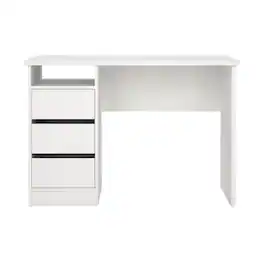 Tvilum - Wes Home Office Writing Desk with 3 Drawers and Open Shelf - White
