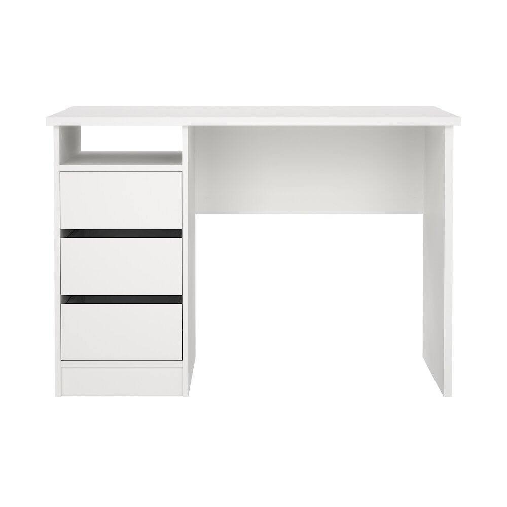 Front. Tvilum - Wes Home Office Writing Desk with 3 Drawers and Open Shelf - White.