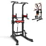 VEVOR - Pull Up Bar, 330 LBS Power Tower Dip Station, Workout Dip Station with H-Shaped Stable Base & Assistance Platform - Black