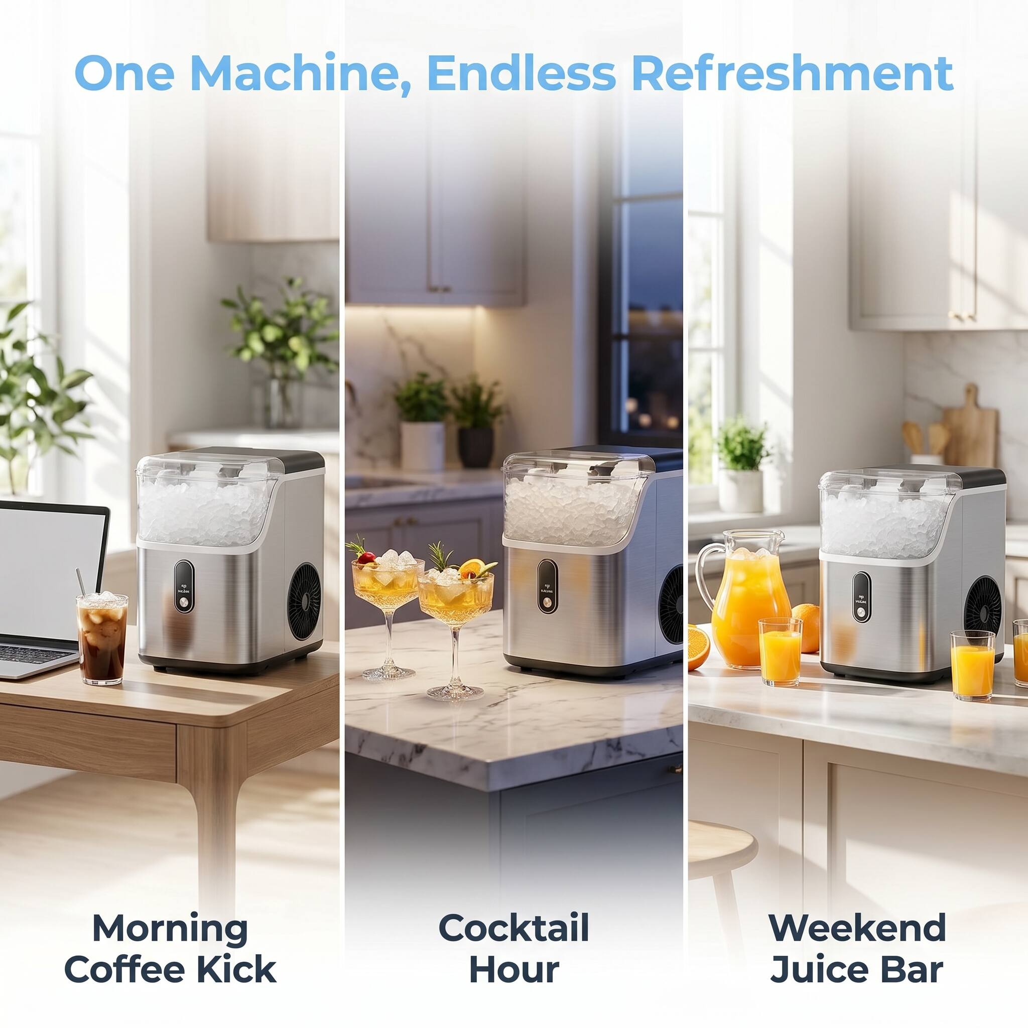 One Machine, Endless Refreshment

Morning Coffee Kick

Cocktail Hour

Weekend Juice Bar
