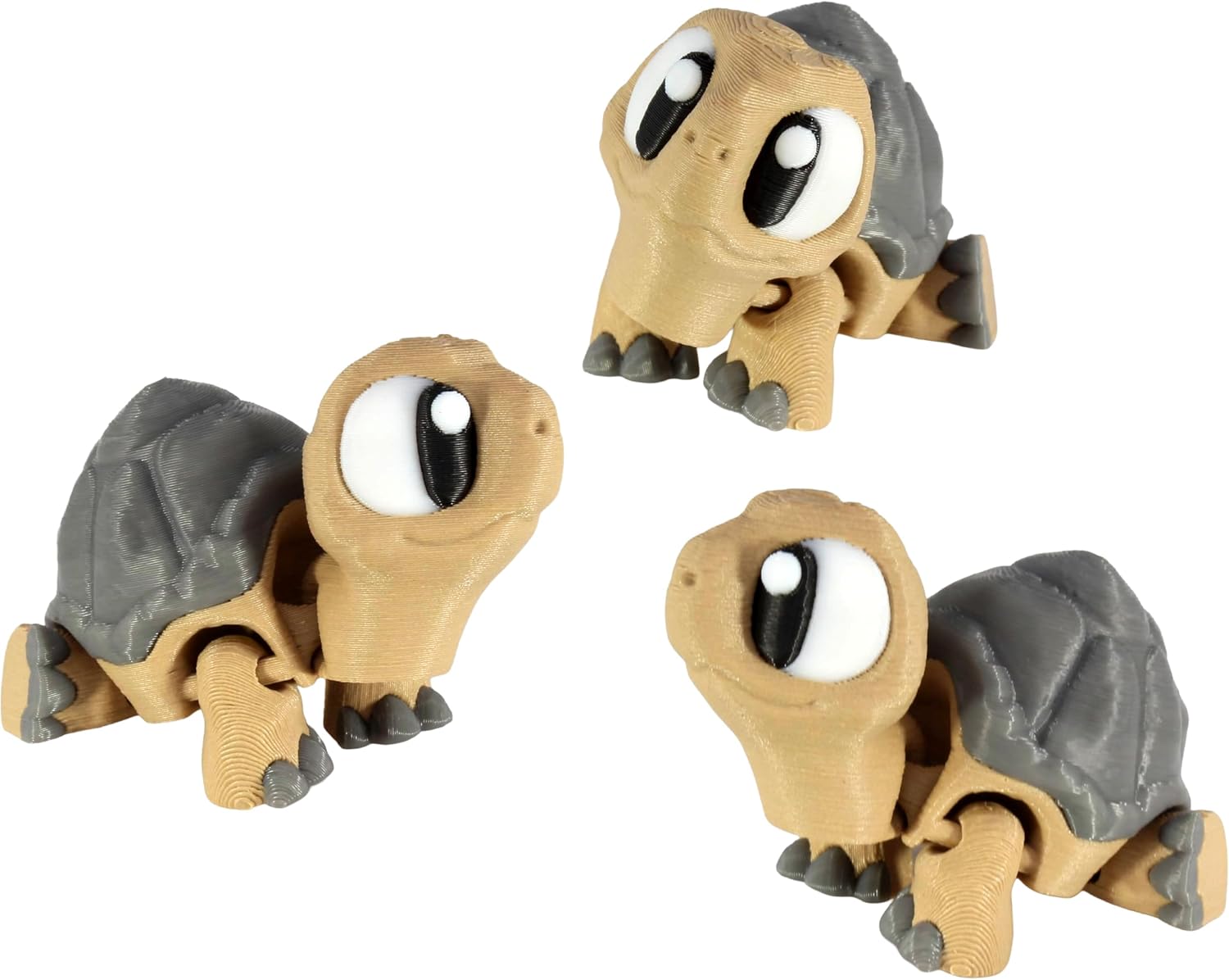 3D Printed Articulated Tortoise Fidget Toy 3 Pack, Flexible Cute Animal Desk Decor, Adult Fidget Collectible by PowerTRC