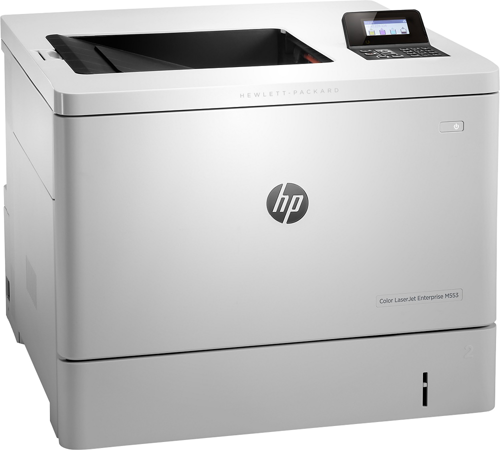 Angle View: HP - LaserJet Enterprise M553dn Color Laser Printer - Light Gray