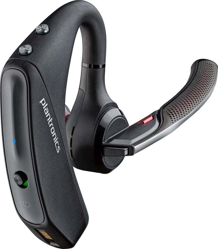 Left View: Poly - formerly Plantronics - Voyager 5220 Wireless Noise Cancelling Bluetooth Headset with Amazon Alexa - Black