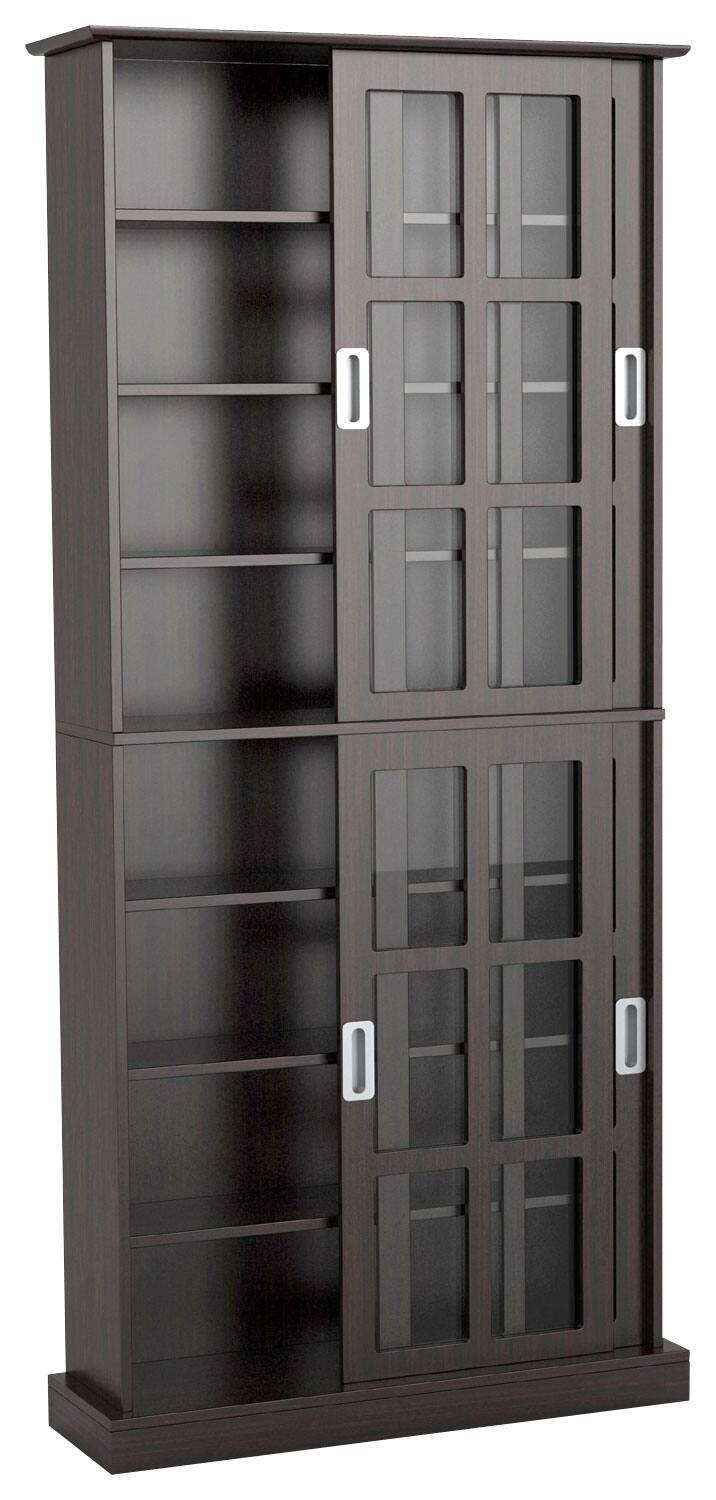 Alt View 11. Atlantic - Windowpane 720 Media Cabinet with Sliding Glass Doors - Espresso.