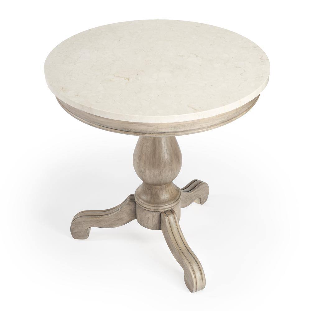 Alt View 3. Butler Specialty - Danielle Marble 24" Pedestal Side Table - Tan/Beige.