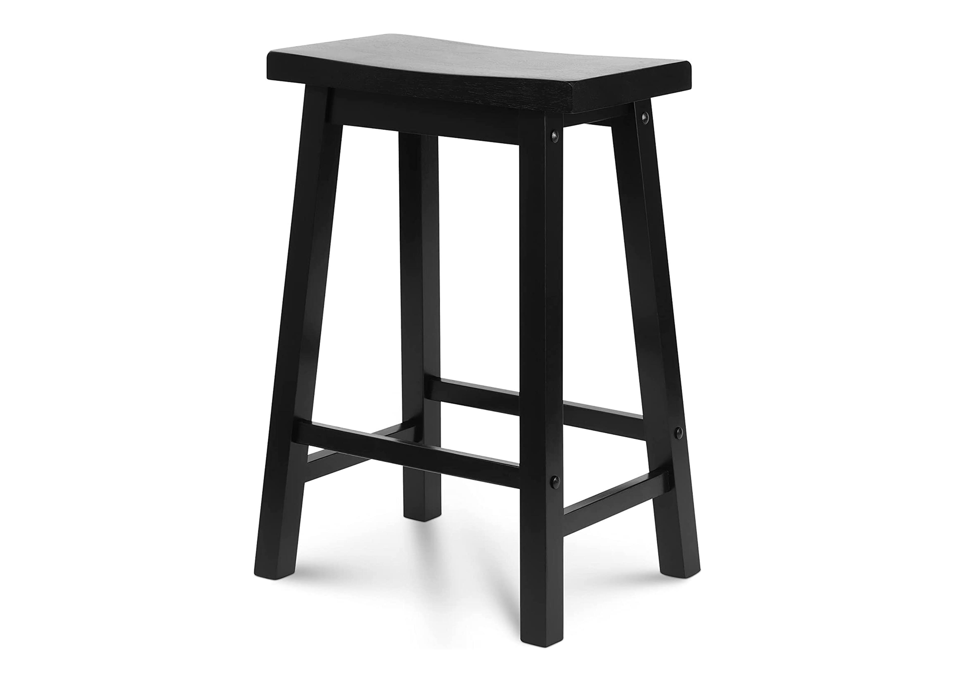 Alt View 5. PJ Wood - PJ Wood Classic Saddle-Seat 24 Inch Kitchen, Table, & Bar Counter Stool, Black - Black.