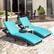 Alt View 1. Costway - 2PCS Patio Rattan Folding Lounge Chair Adjustable Cushion - Turquoise.