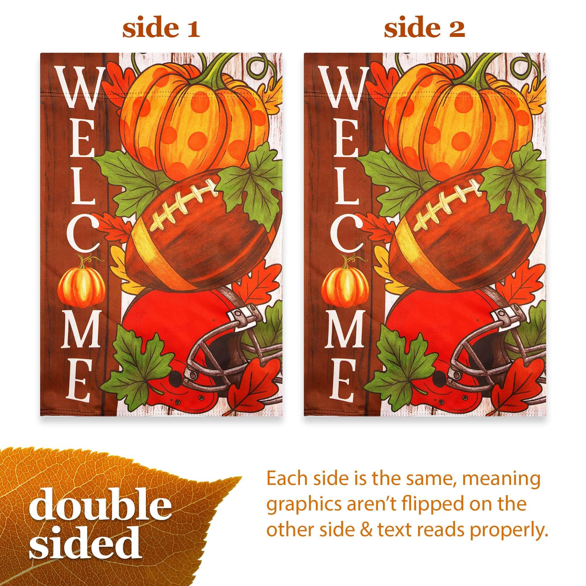 side 1 WELC ME double sided  
side 2 WELC ME  
Each side is the same, meaning graphics aren't flipped on the other side & text reads properly.