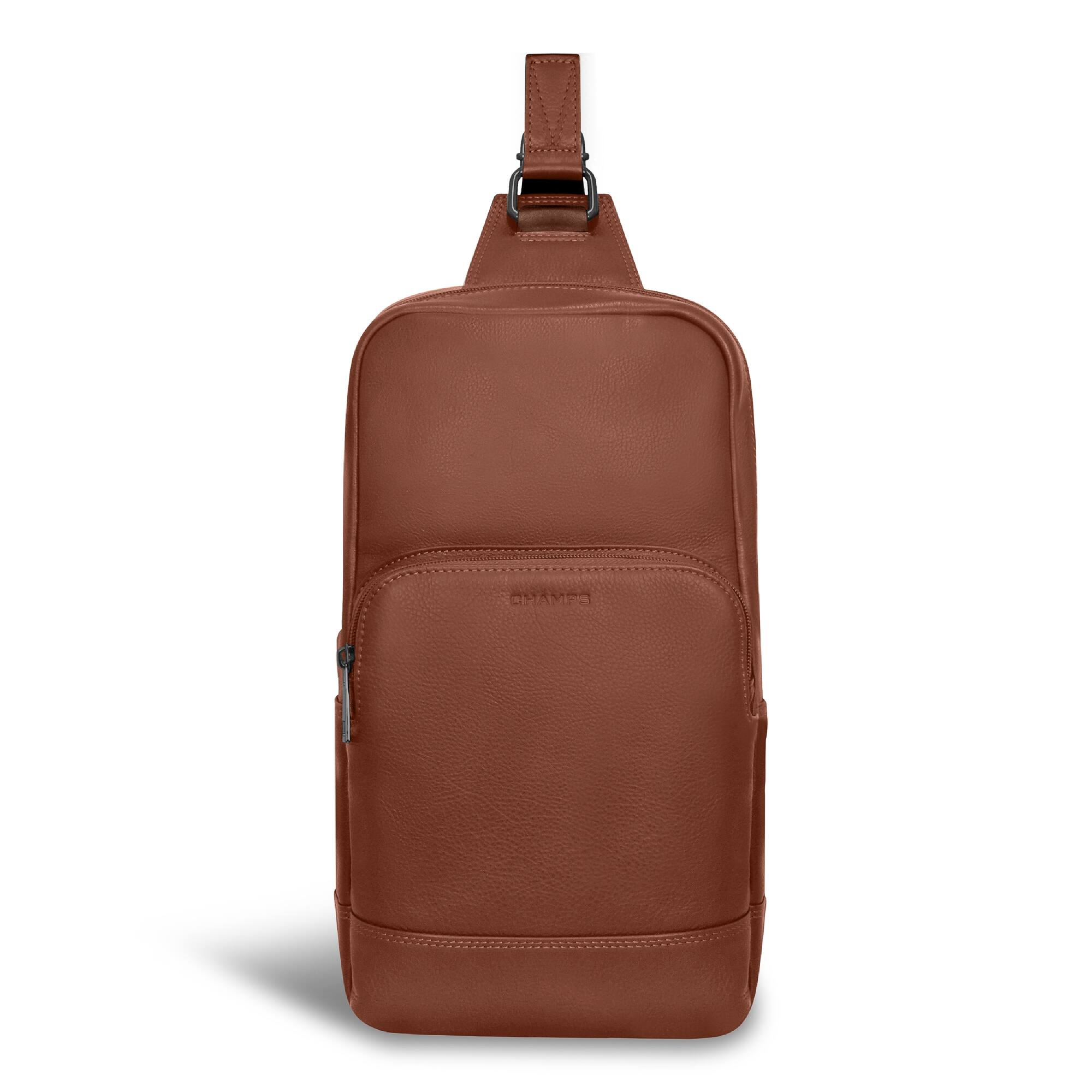 Front. Champs - OB-405-BROWN (SLING BAG) - Brown.