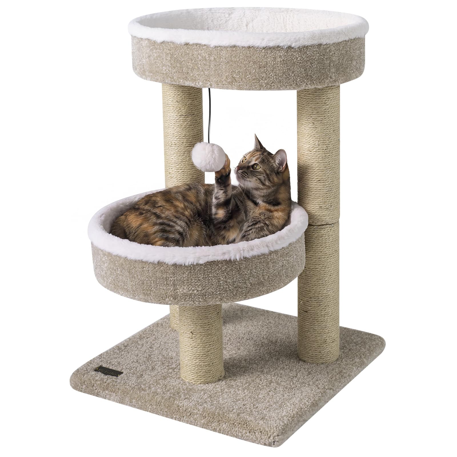 Gymax Carpeted Cat Tree 24'' Small Cat Tower w/2 Comfy Plush