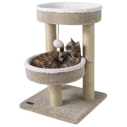 Front. Gymax - Gymax Carpeted Cat Tree 24'' Small Cat Tower w/2 Comfy Plush Perches Scratching Posts.