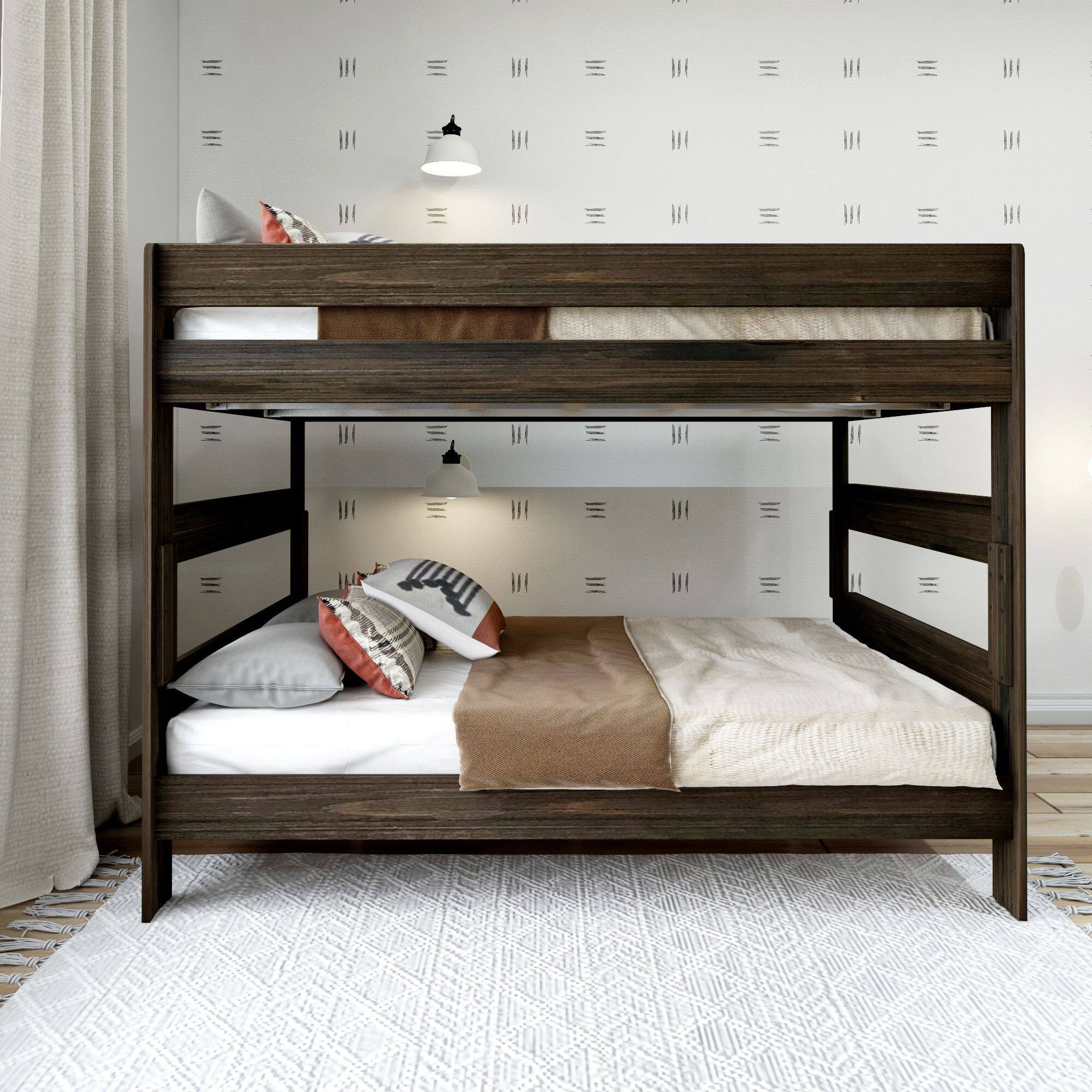Alt View 1. Plank+Beam - Farmhouse Queen over Queen Bunk Bed, Barnwood Brown - Barnwood Brown.