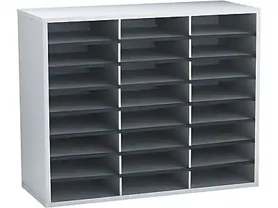 Front. Fellowes - 24-Compartment Literature Organizers, 29" x 23.44", Dove Gray - Dove Gray.