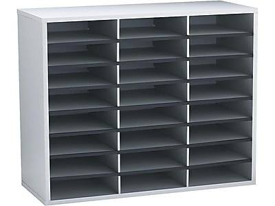 Front. Fellowes - 24-Compartment Literature Organizers, 29" x 23.44", Dove Gray - Dove Gray.