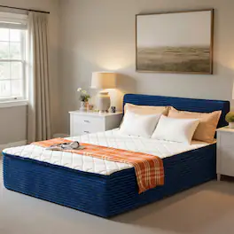 Ovios - Queen 16" Plush Mattress with Memory Form in a Box, Detachable Headboard Included - Blue
