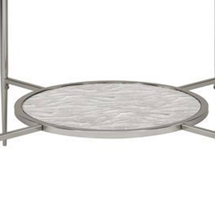 Tall Rounded Window Texture Manhattan Lane End Table with Textured Round Shelf Silver - Best Buy
