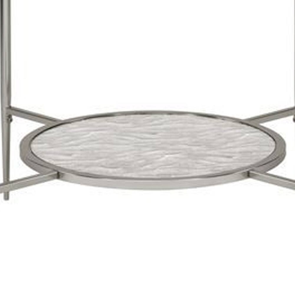 Alt View 3. Manhattan Lane - End Table with Textured Round Shelf - Silver.