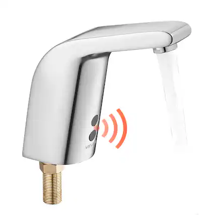 Front. VEVOR - Touchless Bathroom Sink Faucet, Automatic Motion Sensor Restroom Toilet Faucet Cold Water with Single Hole - Silver.