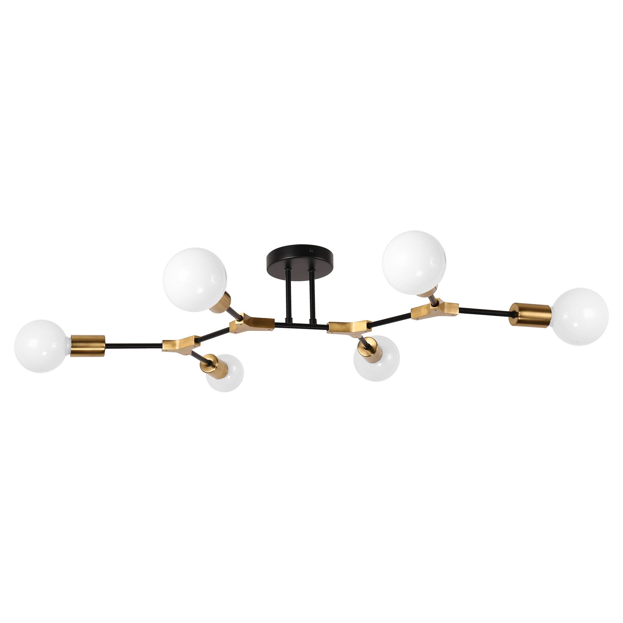 Front. Jandcase - JANDCASE 6-Light Black & Gold Mesh Cage Semi-Flush Mount Ceiling Light, E26 Socket, Non-Integrated Bulbs for Dining Room - Black and Gold.