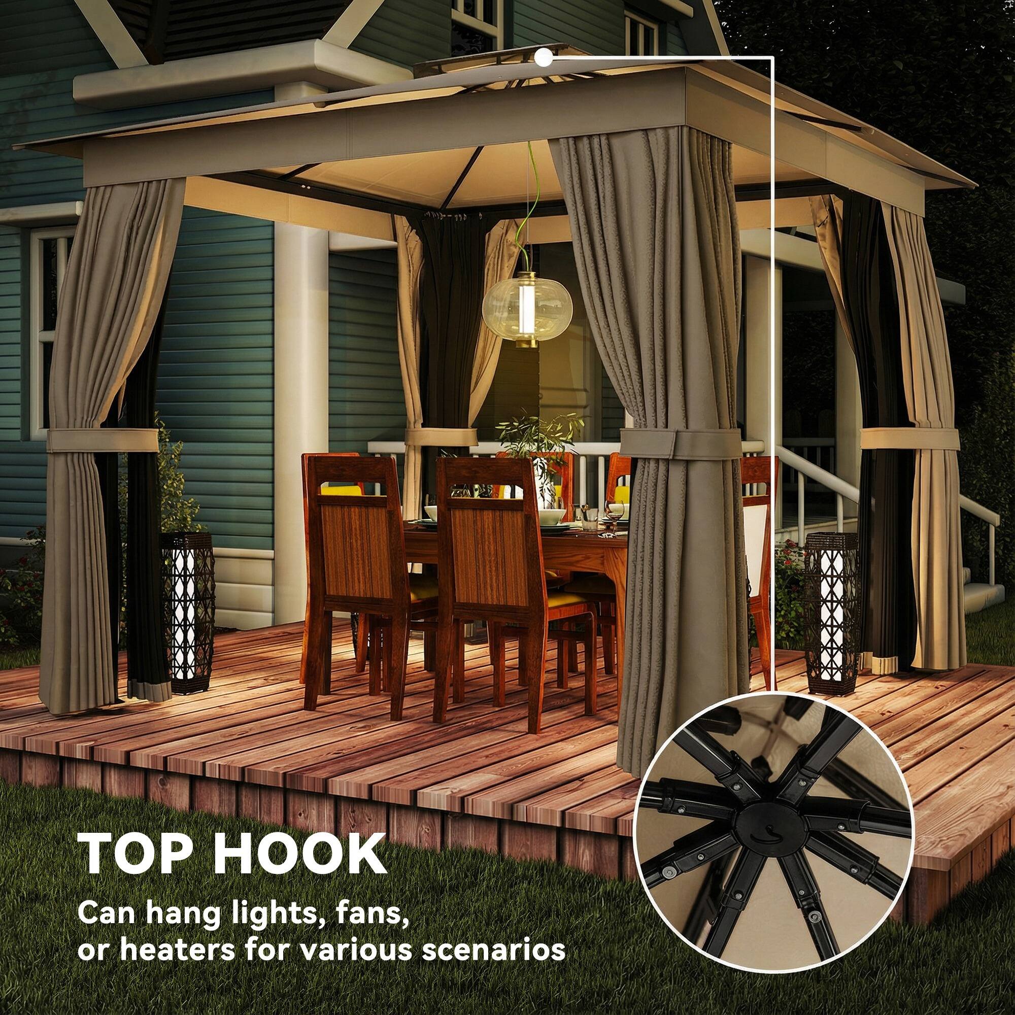 TOP HOOK  
Can hang lights, fans, or heaters for various scenarios