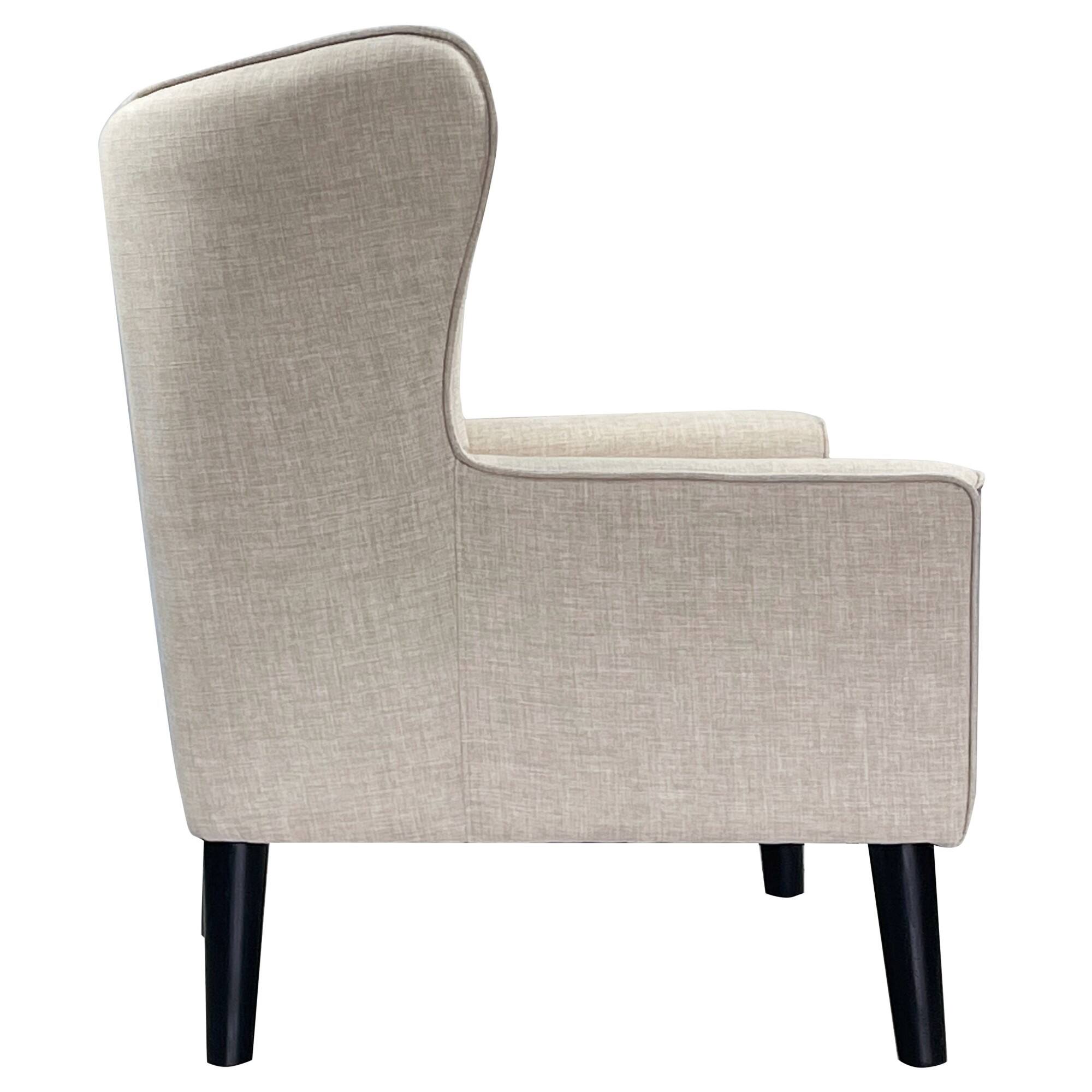Alt View 3. Boyel Living - Wingback Linen Button Tufted Accent Chair with Solid Wood Legs - Beige.