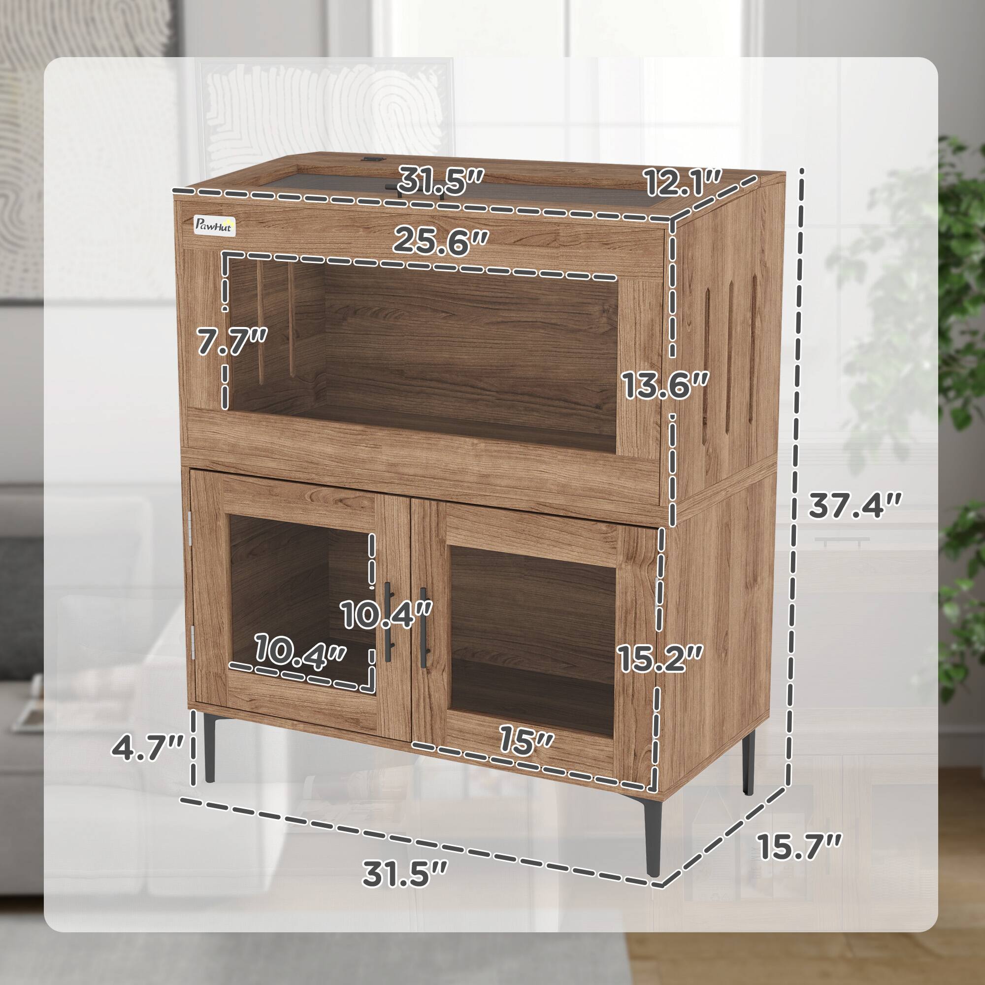 - Width: 31.5"
- Depth: 12.1"
- Height: 37.4"
- Top Shelf: 25.6" (Width) x 13.6" (Depth)
- Drawer: 10.4" (Height) x 15" (Width) x 15.2" (Depth)
- Bottom Shelf: 10.4" (Height) x 31.5" (Width) x 15.7" (Depth)
- Overall Height: 37.4"
- Leg Height: 4.7"
