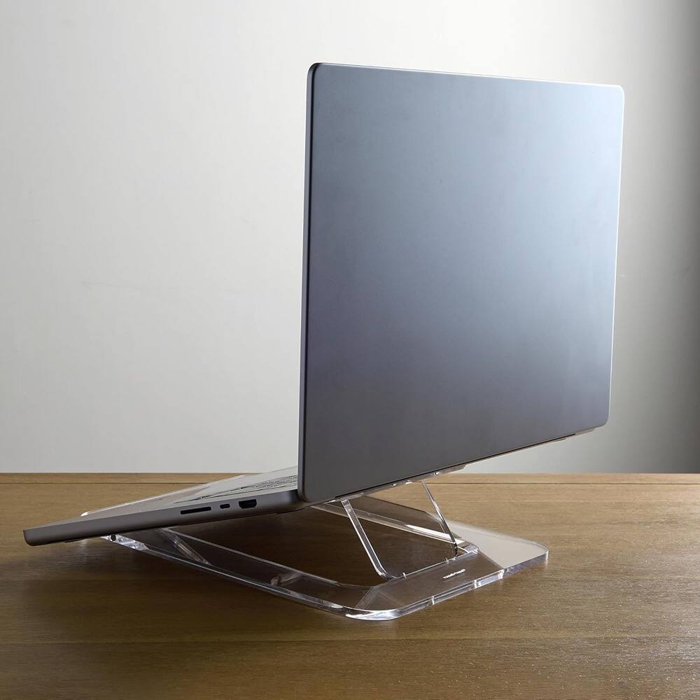 Back. ACJPR - Acrylic Laptop Stand, Fold-Flat Design with Slide-Resistant Base - Transparent.