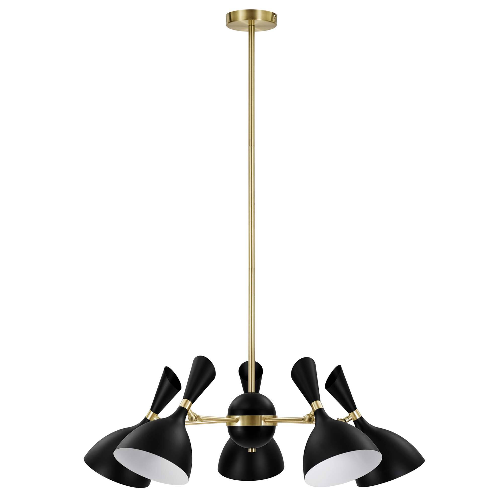 Alt View 1. Modway - Declare 5-Light 6" Arm Pendant by Modway - Black.