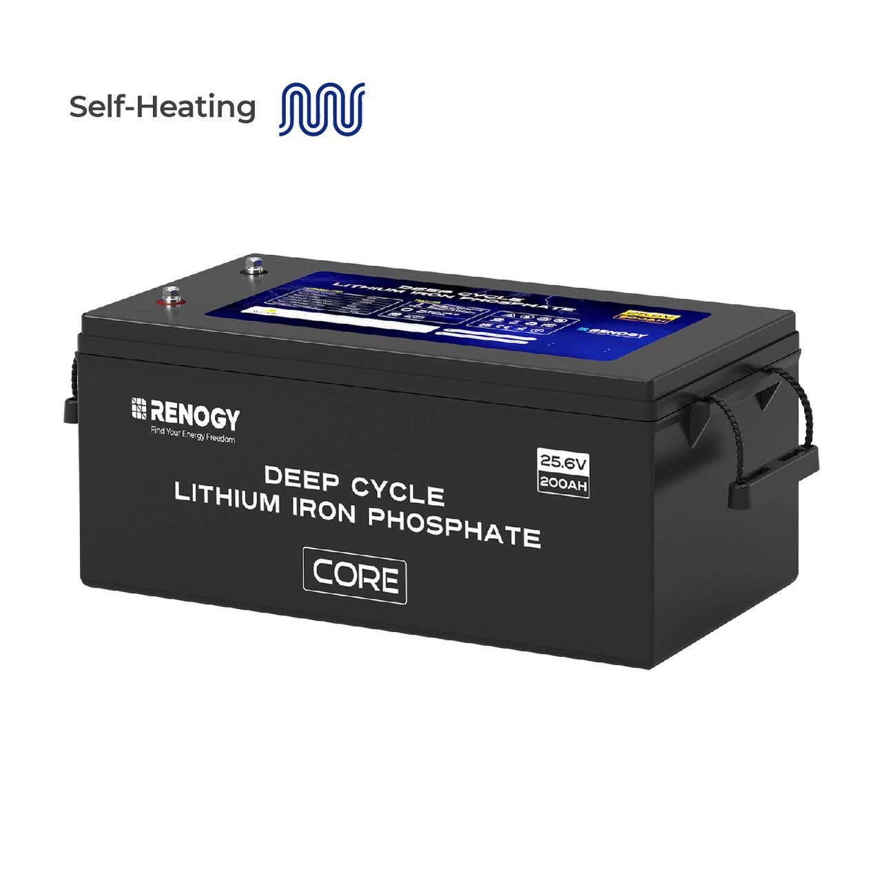 Self-Heating Renogy 25.6V Deep Cycle 200AH Lithium Iron Phosphate Core
