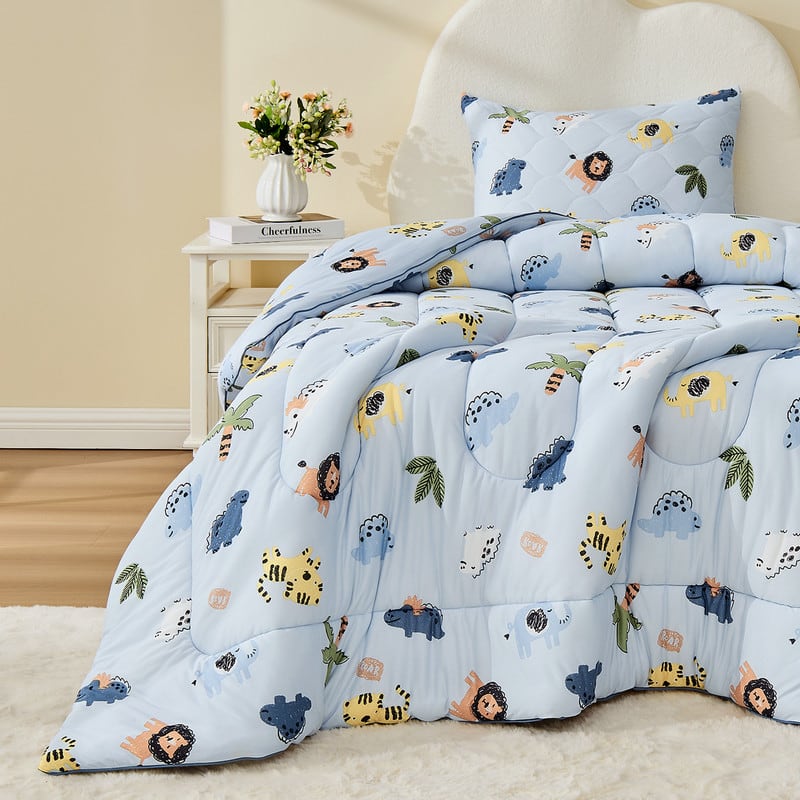 Bestier - Toddler Kids Comforter Set – 2 Pcs All-Season Bedding with Skin-Friendly Lightweight Quilt & Pillowcase - Blue