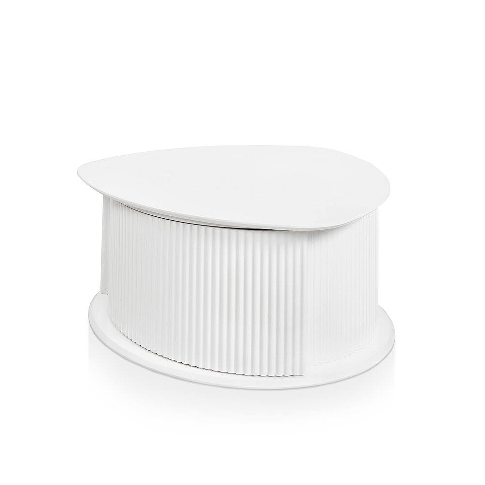 Alt View 2. Furniture of America - Talo Fluted Pedestal Triangle Storage Coffee Table - White.