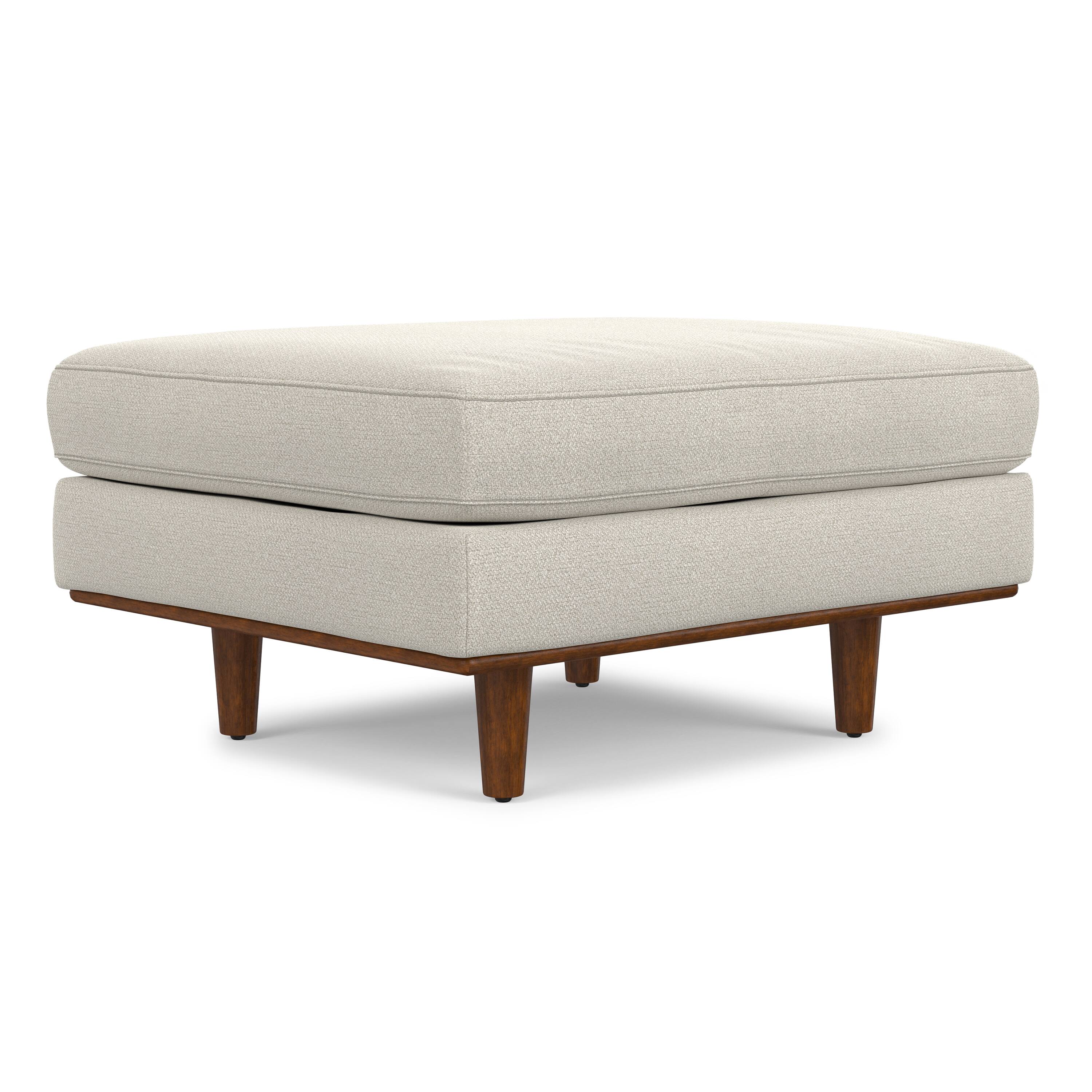 Alt View 1. Simpli Home - Morrison 33 inch Wide Mid-Century Modern Table Ottoman in Cream White Woven-Blend Fabric - Cream White.